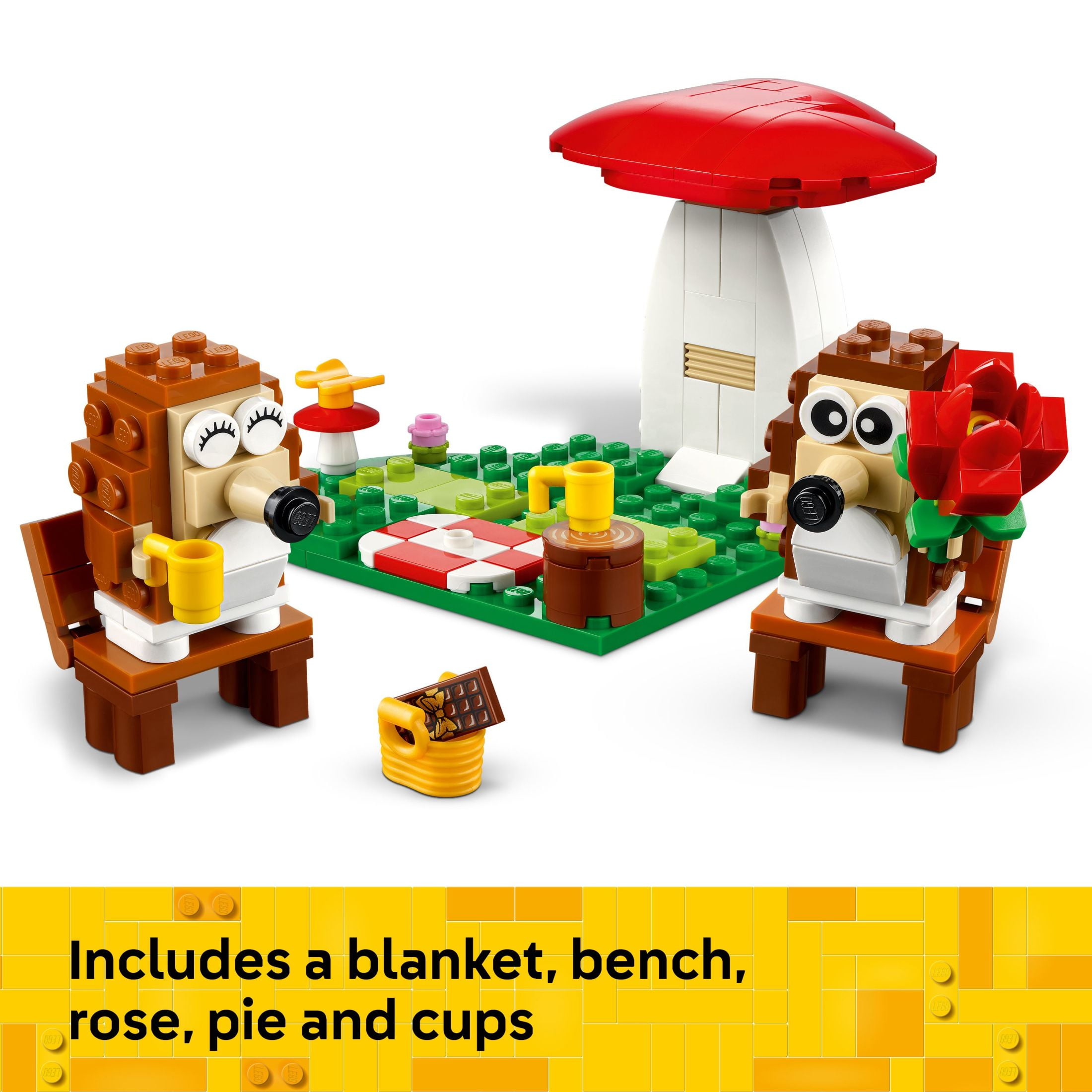 LEGO Hedgehog Picnic Date Building Set - Animal Toy Figures and Playset, Cute Gift for Kids, 40711