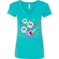 thumbnail image 3 of Inktastic Day of the Dead Owl Sugar Skulls and Guitar Women's V-Neck T-Shirt, 3 of 5