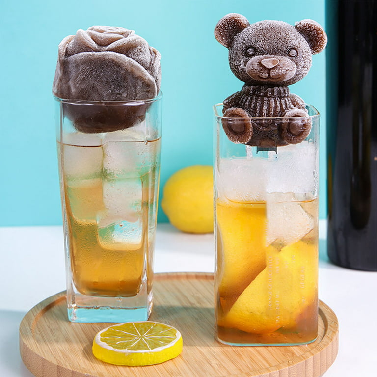 3D Teddy Bear Ice Molds Easy-Release Silicone Ice Cube Mold for Cocktail