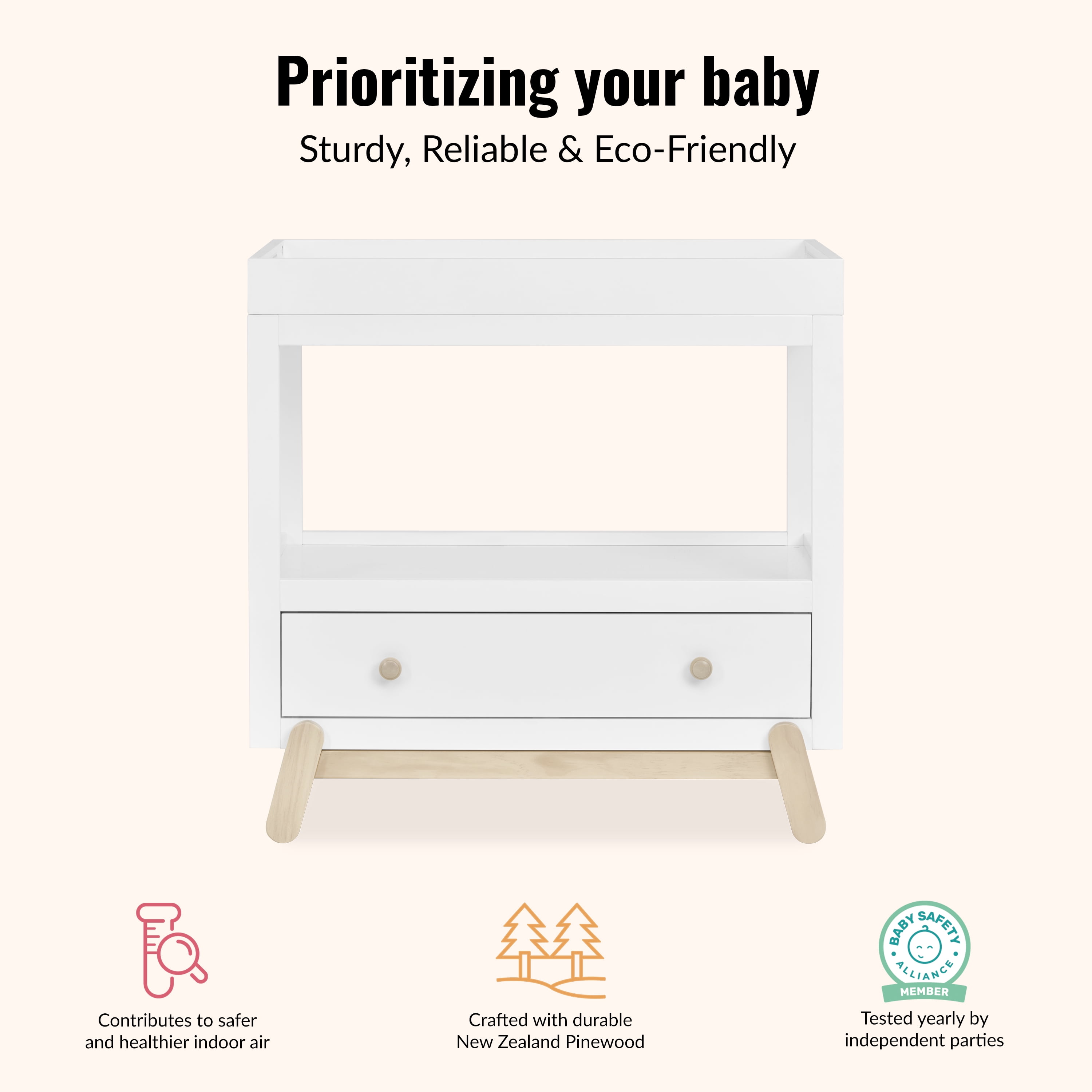 Dream On Me Hygge Changing Table, Matte Black Vintage White Oak