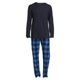 thumbnail image 3 of Hanes Men's and Big Men's Xtemp Crewneck and Cozy Microfleece Pants Pajama Set, 2-Piece, Sizes S-5XL, 3 of 5
