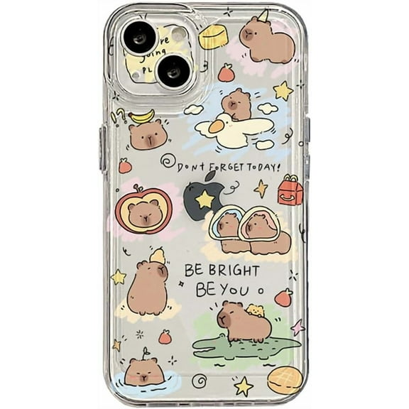 Cute Cartoon Capybara Crocodile Apple Pear Clear Soft Phone Case Compatible with iPhone Case (Clear,iPhone 15 Pro Max)