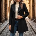 thumbnail image 7 of cocolona Pea Coats for Women Solid Color Elegant Notched Lapel Single Breasted Overcoat Slim Fit Pleated Hem Long Jacket, 7 of 7
