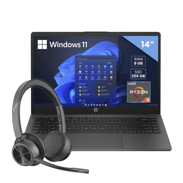 KIT LAPTOP HP 245 G10 14 HD R3 8GB 256GB SSD W11H + DIADEMA POLY VOYAGER 4320 USB-A