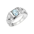 thumbnail image 5 of RYLOS Men's Rings 14K White Gold Rings Designer Weave Band 7X5MM Oval Gemstone & Diamond Ring Aquamarine March Birthstone Rings For Men,  Size 11, 5 of 6