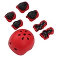 thumbnail image 3 of Juego de 7 cascos de seguridad para niños, rodilleras, coderas y equipo de protección transpirable para montar a caballo y patinaje, color rojo, 3 of 14