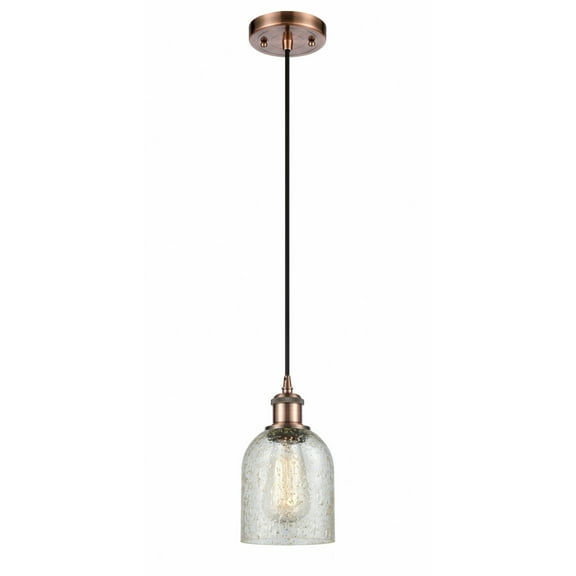 516-1P-AC-G259 Innovations Lighting Caledonia - 1 Light Cord Hung Mini Pendant In Industrial Style-10 Inches Tall and 5 Inches Wide-Antique Copper