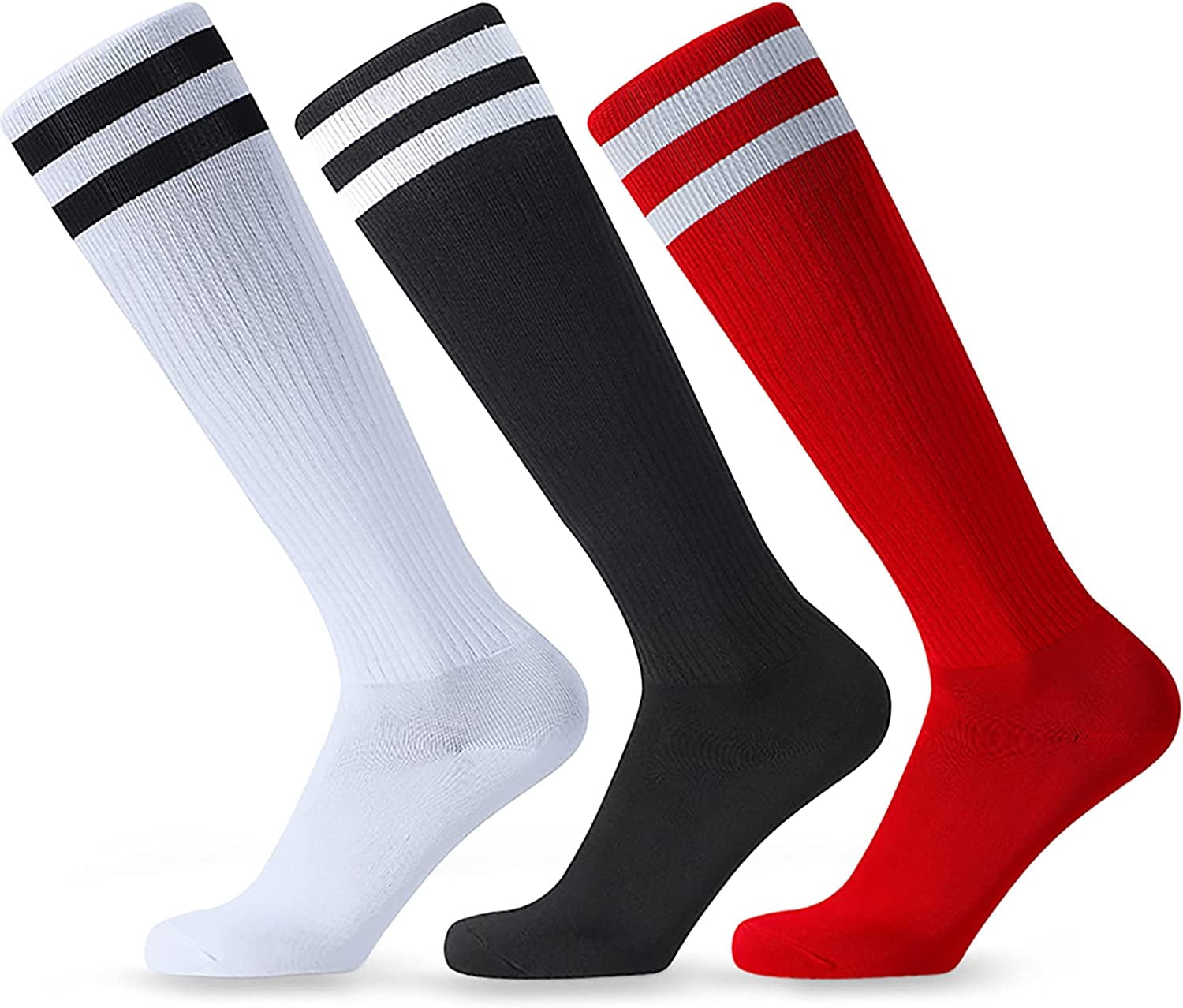 Kids Knee High Soccer Socks 3 Pairs Long Football Socks， for 612