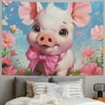 thumbnail image 2 of Orinice Pig Flowers Tapestry Wall Hanging Unique Style Graphic Tapestries for Home Wall Decor Living Room Bedroom Apartment Farmhouse Dorm 60x50inch, 2 of 6