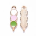 thumbnail image 2 of 10pcs Alloy Enamel Pendants Japanese Dango Light golden White 22x6x1.5mm Hole: 1.6mm, 2 of 2