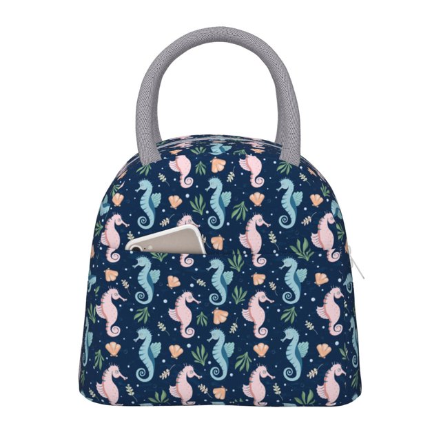 Disketp Seahorses And Plants Bolsa Térmica para Almuerzo, Lonchera con Abertura Amplia y Gran Capacidad, Organizador Reutilizable para Mujeres, Hombres y Adultos