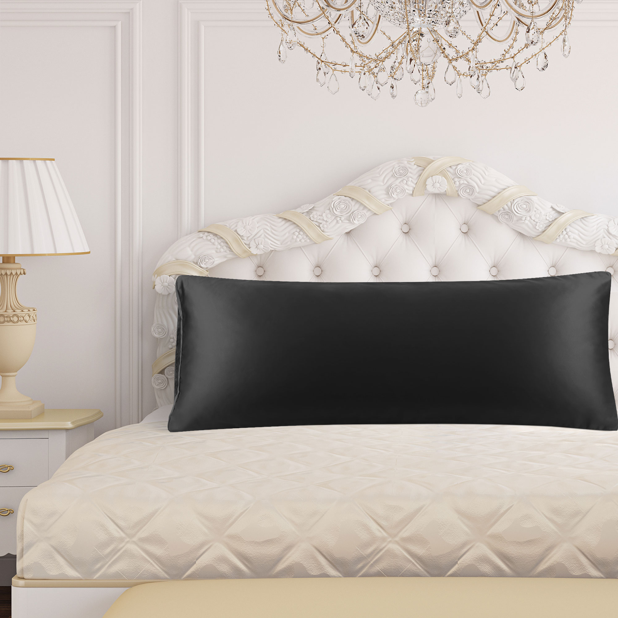 2Pack Satin Body Pillow Cover Long Pillowcases Silky for Hair and Skin Black 20x54inch Walmart