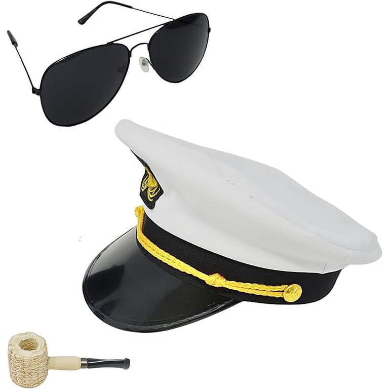 Captain Hat and Aviator Sunglasses Set Nautical Costume Accessories for Parties 4E main image 4