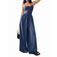 thumbnail image 3 of Women's Wide Leg Spaghetti Strap One Piece Baggy Pants Outfit Jumpsuit Romper for Summer Navy Blue M, 3 of 9