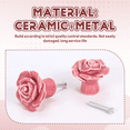 thumbnail image 6 of 10 Pcs Ceramic Vintage Floral Rose Flower Door Knobs Handle Drawer Kitchen + Screws (Pink), 6 of 8