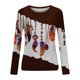 thumbnail image 4 of Camiseta de moda sexy informal para mujer, blusa estampada de manga larga con cuello redondo y fruncido Pompotops FGAJ7239, 4 of 5