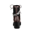 thumbnail image 2 of BLISSFUL STEP Women's Platform Chain Block Heel Combat Ankle Boots Brown 8, 2 of 8