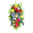 thumbnail image 1 of Door Decorations Hanging Outdoor Simulated Flower Door with Floral Wreath and Creative Large Bow. Front Door with Flowers Hanging Upside Down on Tree Decorations, 1 of 9