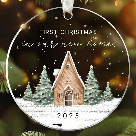 New Home Acrylic Ornament 1 Side, Housewarming Gift 2025, First Home Ornament, Cozy New House Holiday Decoration