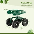 thumbnail image 3 of SOPTY Garden Cart, Rolling Workseat with 4 Wheels, Garden Stool 360° Swivel Work Seat & Adjustable Height, Heavy Duty Wagon Scooter for Gardening for Patio Garden, Lawn, Yard-Green, 3 of 9