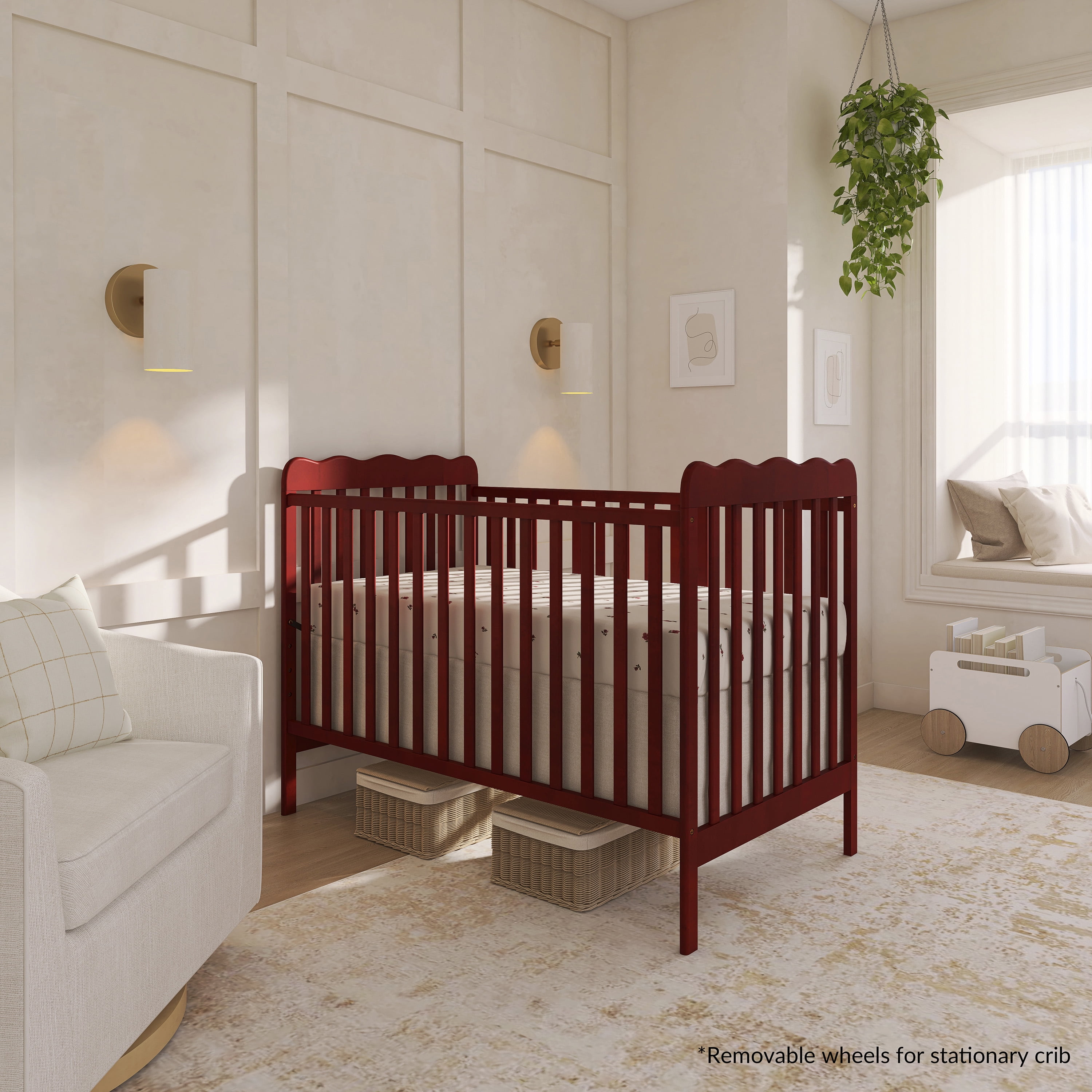 Dream On Me Carson Classic 3 In 1 Convertible Crib in Cherry