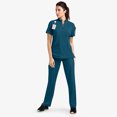 thumbnail image 2 of LYMAYTER Solid Color Medical Uniform Nurse Uniform for Women's Stand-up Collar Stretchy Quick Drying Nurse Uniform Set S-2XL, 2 of 3