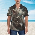 thumbnail image 2 of Sikiie Astronaut Polar Bear Roar Print Men's Hawaiian Shirt, Summer Beach Button Pocket Short Sleeve T-Shirt,Medium, 2 of 7