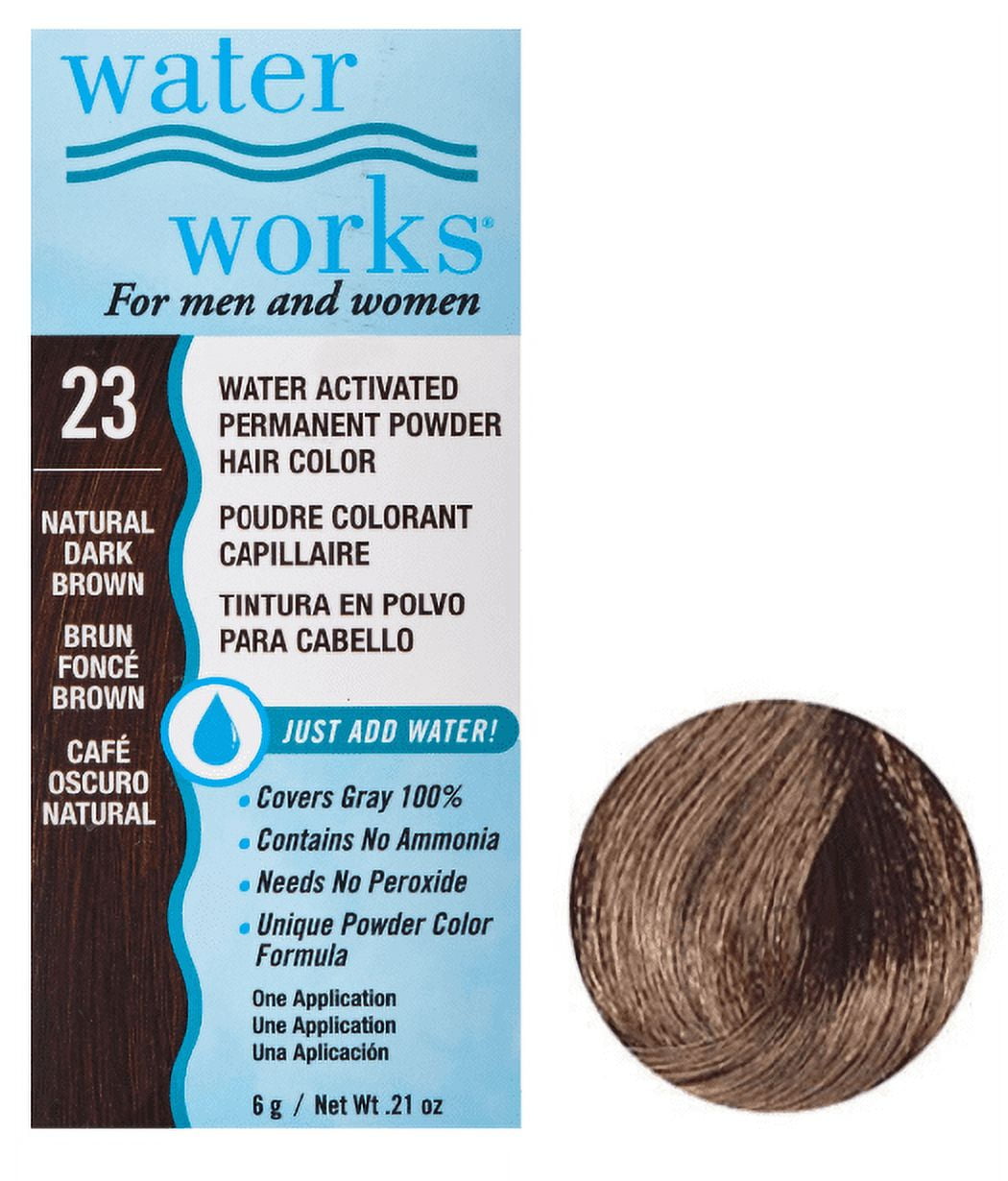 Water Works Permanent Powder Hair Color #23 Natural Dark Brown (6 Pack)