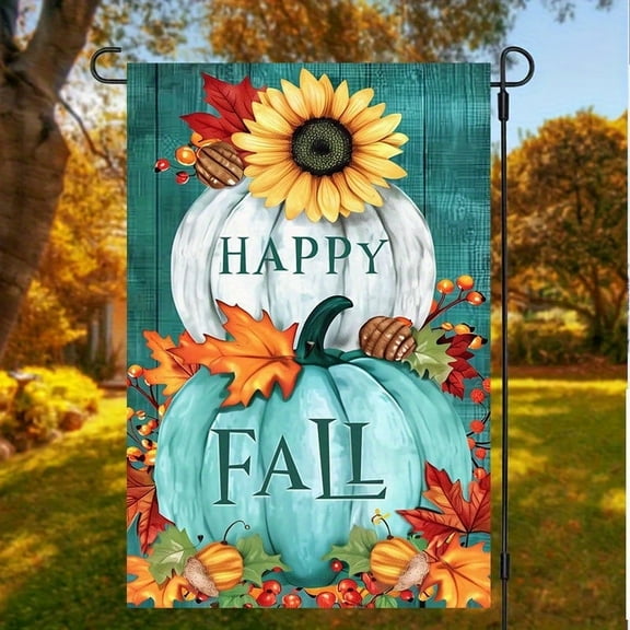 1 PC, 2D Flat Autumn Pumpkin Sunflower Decorative Garden Flag 18x12 inches (45x30cm), fashionable 2D pattern, autumn Thanksgiving, Halloween, Christmas garden flag, home, outdoor, courtyard, lawn, ga
