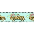 thumbnail image 2 of 2.5" Leopard Truck Flower Stripe Ribbon: Mint Green (10 Yards), 2 of 3