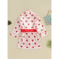 thumbnail image 4 of Bslissey Toddler Baby Girls Valentine's Day Robe Pajama Heart Print Long Sleeve Satin Kimono Bathrobe with Solid Color Belt 6M 12M 2T 3T 4T Kids Sweet Sleepwear Outfits, 4 of 8