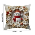 thumbnail image 3 of Christmas Linen Pillow Cover 17.7x17.7, 3D Santa Reindeer Print - Elegant White Red Gold Cushion Cover, High-End Sofa Bedroom Decor, Pairs with Christmas Tree Gold Ornaments, 3 of 6