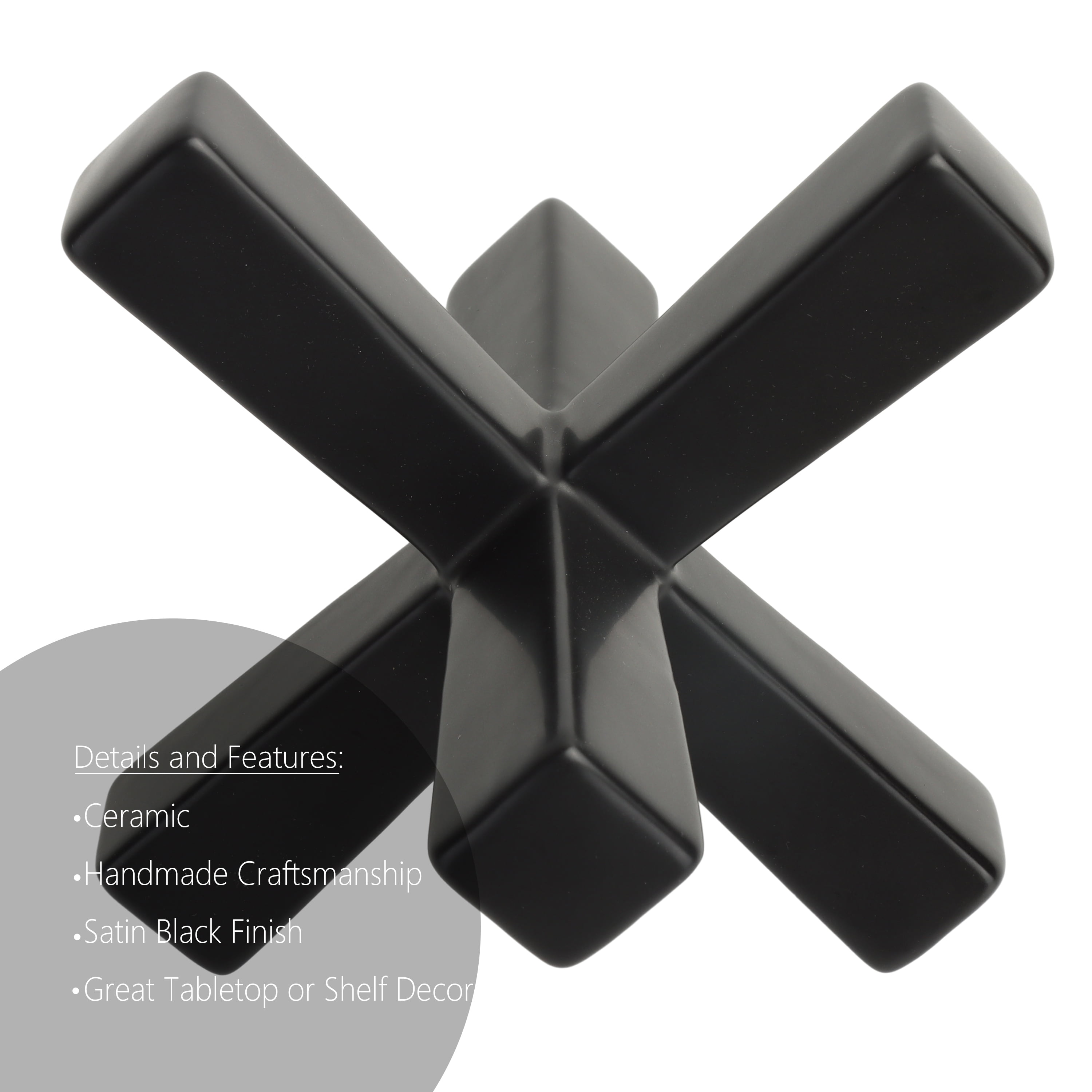 Home Decor Collection Sterling & Noble Home Black Ceramic Indoor Jack Shaped Tabletop Décor with Matte Finish