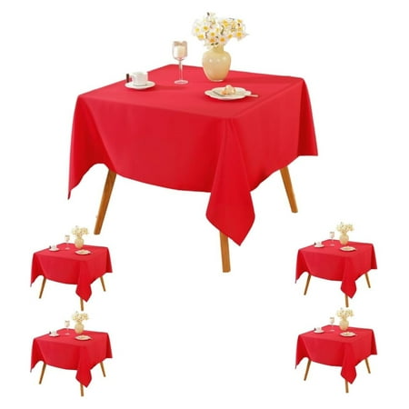 

Wension 5 Pack Square Tablecloth 60 x 60 Inch Red Tablecloth Polyester Fabric Washable Table Cloth for Home Party Wedding or Restaurant Use.
