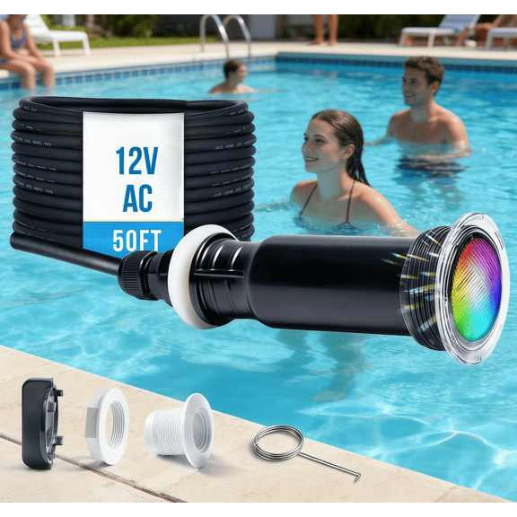 1.5 Inch AC12V Pool Lights for Inground Pool, Direct Replacement for Pentair GloBrite, Inground Pool & Spa Light, IP68 Waterproof , 50 ft Cord