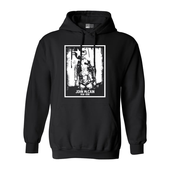 John McCain Senator USA Flag RIP 1936-2018 Hero White DT Sweatshirt Hoodie