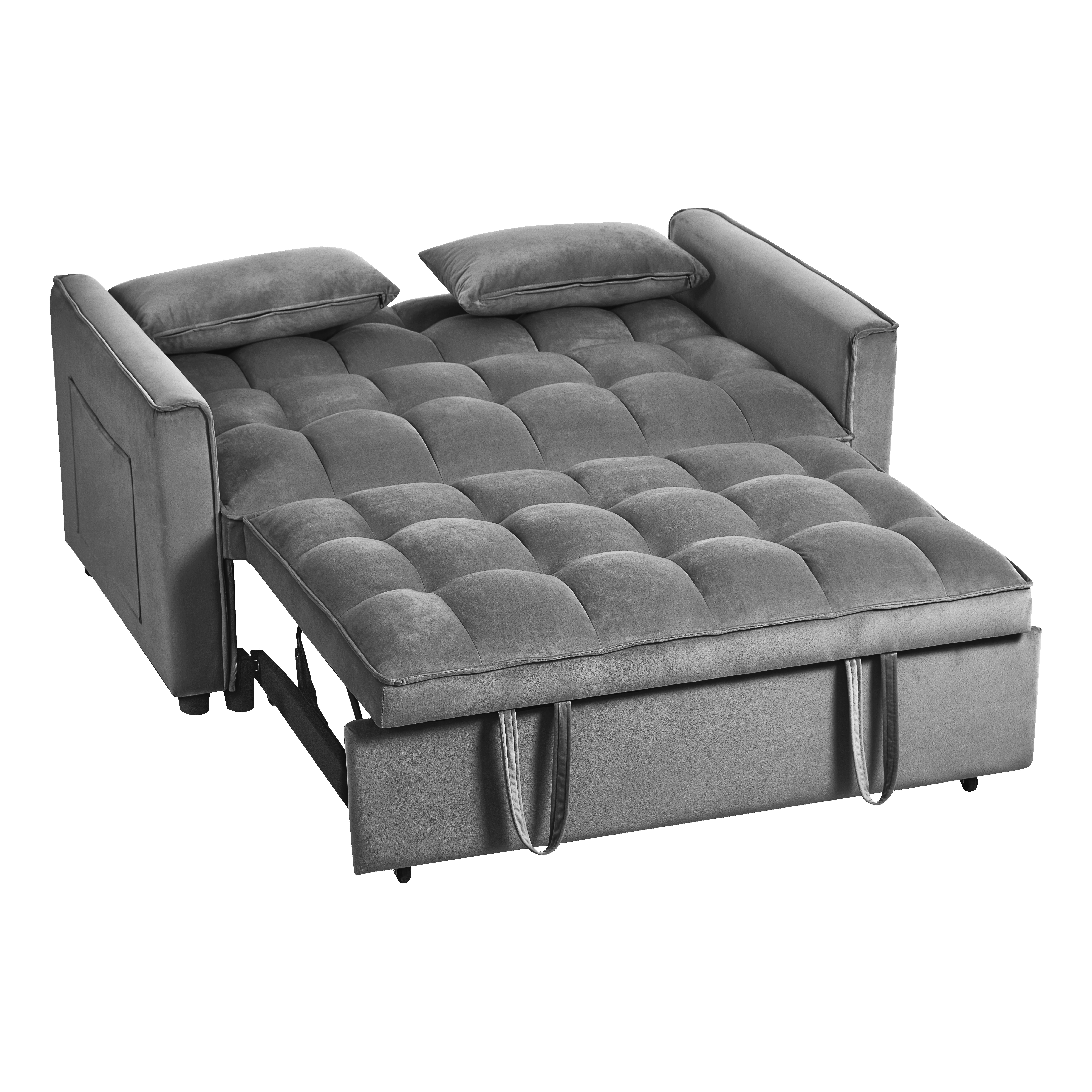 MAYEERTY 3-in-1 Velvet Convertible Sleeper Sofa Bed with Adjustable Backrest Pull-Out Couch for Living Room Apartment Small Space