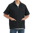 thumbnail image 5 of TOPTIE Men's Zip Front Smock Short-Sleeve Zippered Work Shirt Utility Jacket-Black-L, 5 of 7