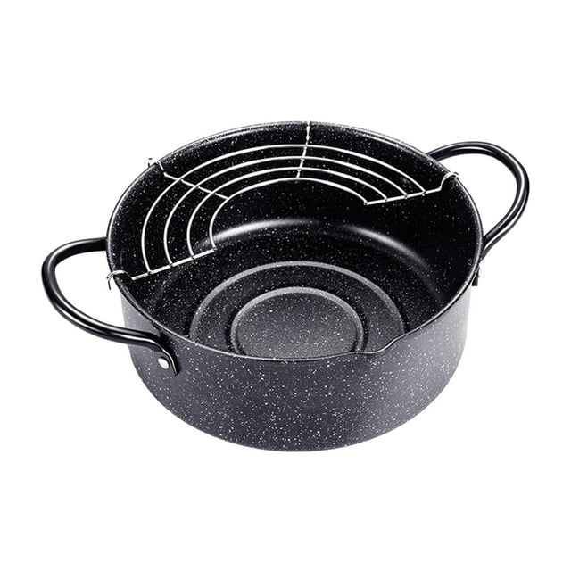 Luzkey Casserole Japonaise en Fer pour Friture Profonde Friteuses Casserole à Frire Batterie de Cuisine Poignée Résistante à la Chaleur Petite Batterie de Cuisine pour la Maison Frites