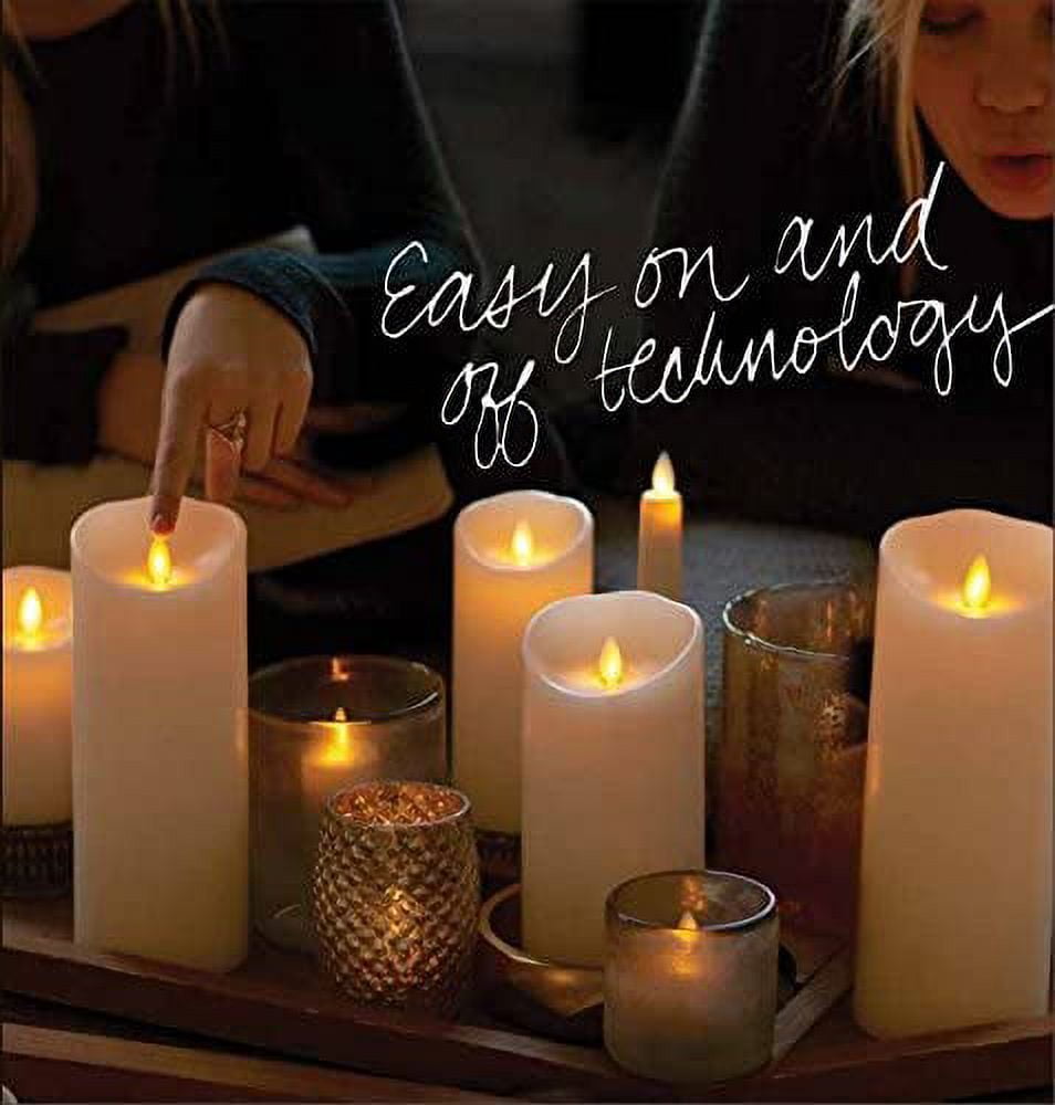 Liown 37070 - 9" Ivory Wax Push Flame LED Pillar Candle with Timer