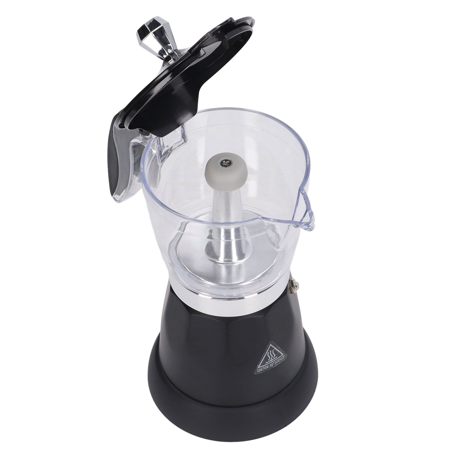 LAZIOEGR 6 Cup 300ML Electric Espresso Maker, Portable Transparent Top Italian Coffee Pot Machine, Aluminum Boiler, 220-240V EU Plug, Ideal for Home Kitchen and Office Use