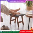 thumbnail image 3 of Foot Stool Ottoman and Footstool Small Sofa Foot Rest Bamboo Foot Stool Under Desk Extra Seating for Living Room Bedroom and Kitchen (Natural Stool Legs - Surface), 3 of 7