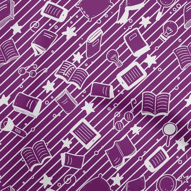 oneOone Silk Tabby Purple Fabric Kids Craft Projects Decor Fabric Printed By The Yard 42 Inch Wide