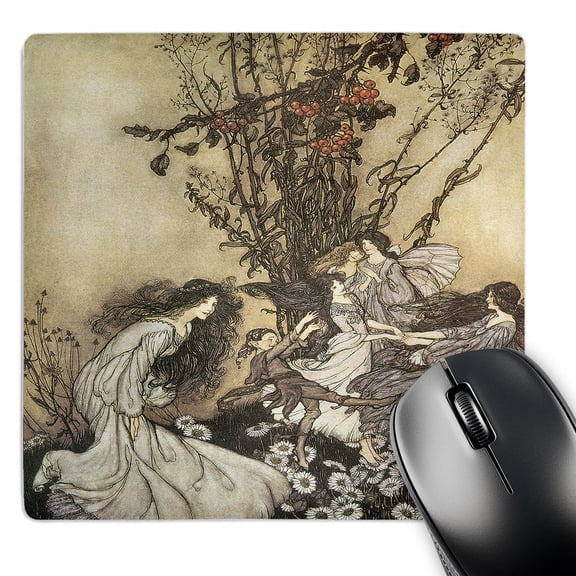 3dRose, Dancing with the Fairies, Arthur Rackham Fantasy Fairy Painting, MousePad
