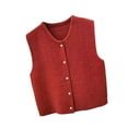 thumbnail image 3 of Milageto Knit Cardigan Vest for Women Button Knitted Vest for Commuting Home Shopping Red, 3 of 8
