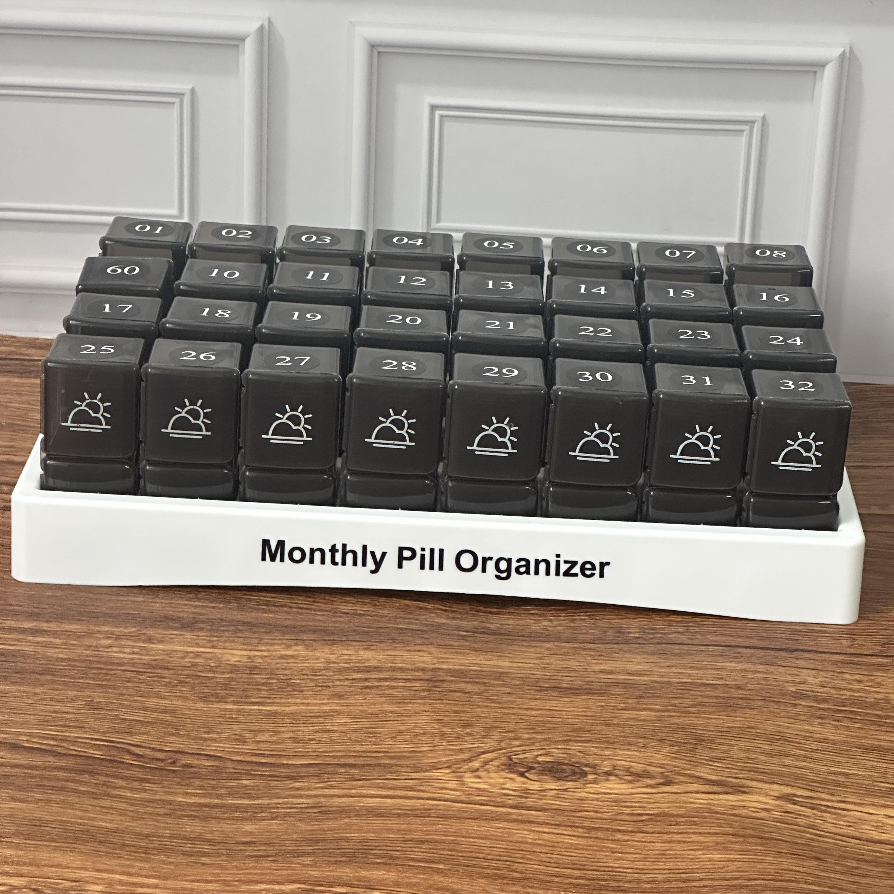 Never Miss a Dose | 31-Day High-Capacity Pill Organizer, 32 AM/PM BPA-Free Compartments | Portable Travel Medication Box