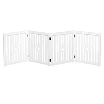 Trimate : 80"L x 23.6"H 4 Panel, Foldable Wooden Freestanding Pet Gate, White