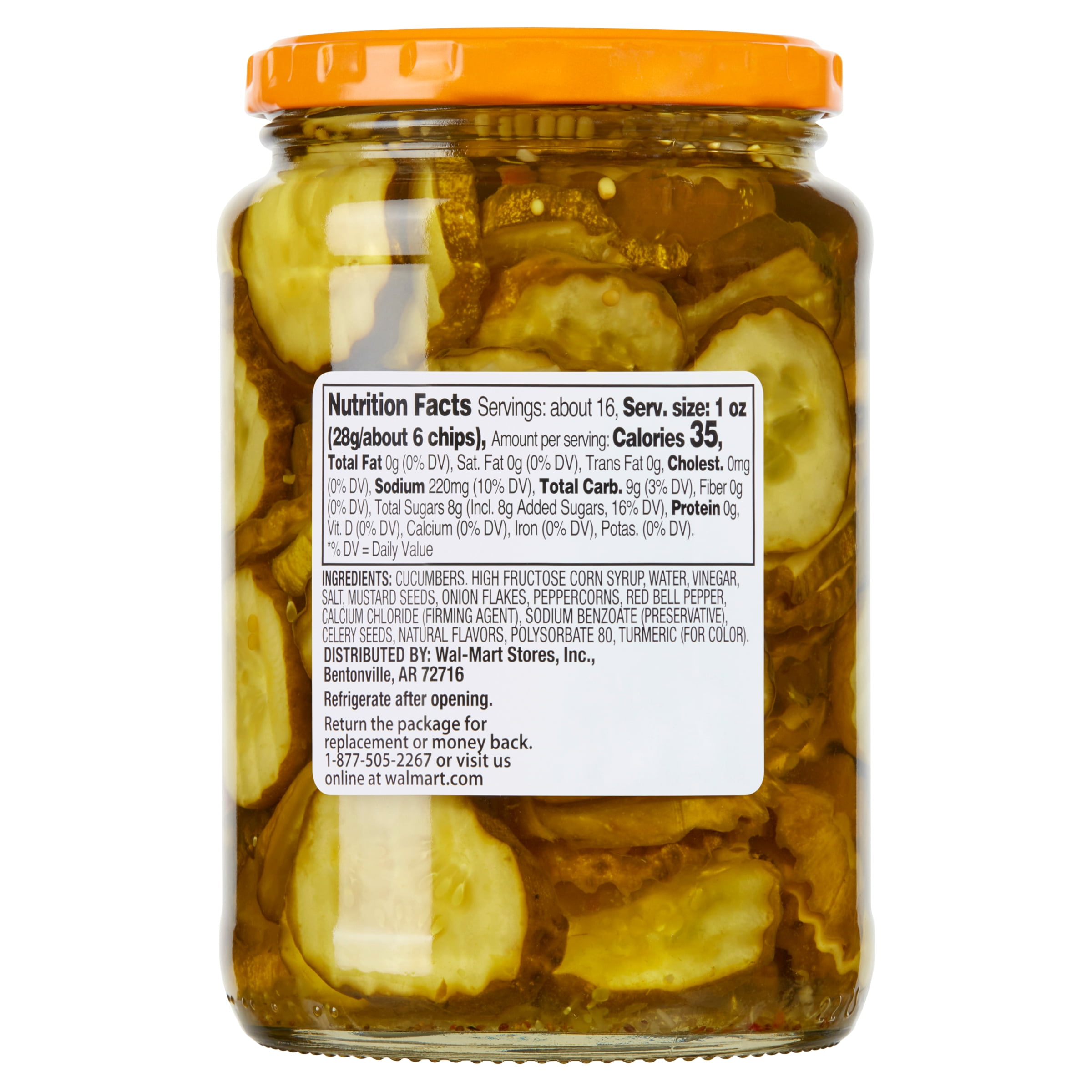 (6 pack) Great Value Bread & Butter Chips Pickles Fresh Pack, 24 fl oz