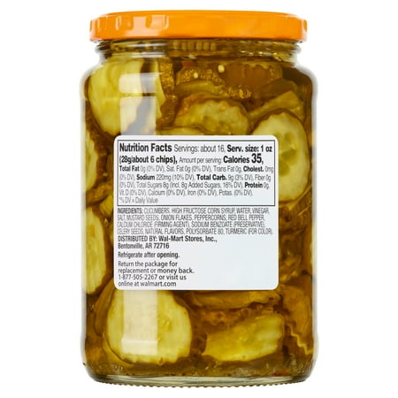 (3 pack) (3 Pack) Great Value Bread & Butter Pickle Chips, 24 fl oz