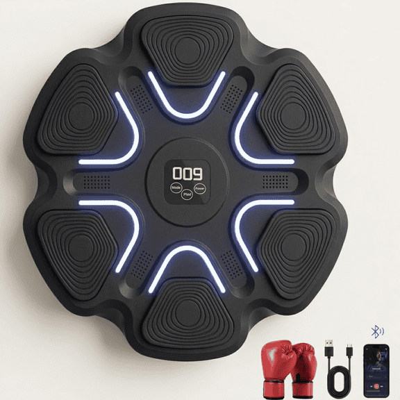 Music Boxing Machine for Kids Adults, Wall-Mounted Punching Pad with LED Lights & Bluetooth, Boxing for Home